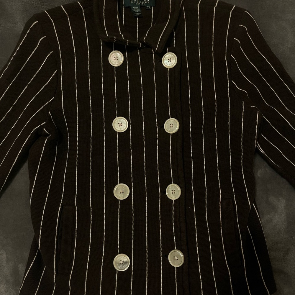 Ralph Lauren Brown Striped Peacoat/Blazer